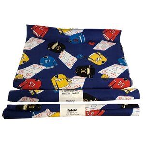 Fabric Creations Fat Quarter Sports Hockey Print 100% Cotton 18" X 21"  3-Pack